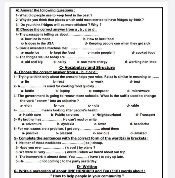 نماذج استرشادية لامتحان اللغة الإنجليزية لطلاب الشهادة الإعدادية (4) نماذج استرشادية لامتحان اللغة الإنجليزية لطلاب الشهادة الإعدادية (4)