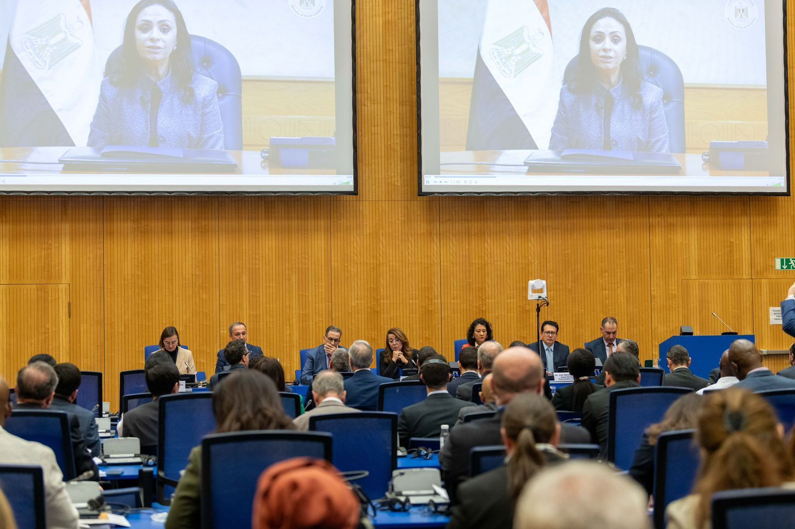 الدكتورة مايا مرسى تلقى كلمة مسجلة فى فعاليات اللجنة الدولية للرقابة على المخدرات بفيينا