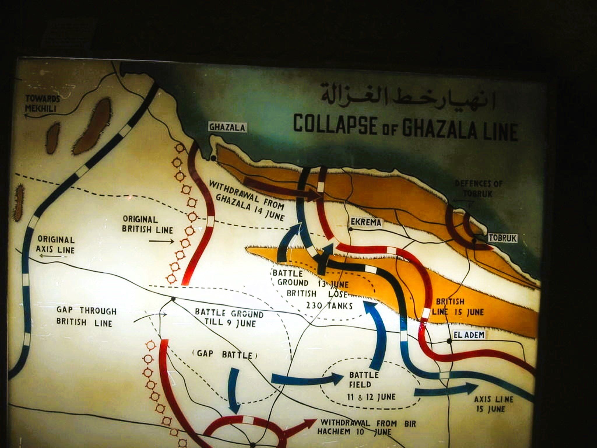 خريطة انهيار خط الغزالة خلال الحرب العالمية الثانية - متحف روميل خريطة انهيار خط الغزالة خلال الحرب العالمية الثانية - متحف روميل