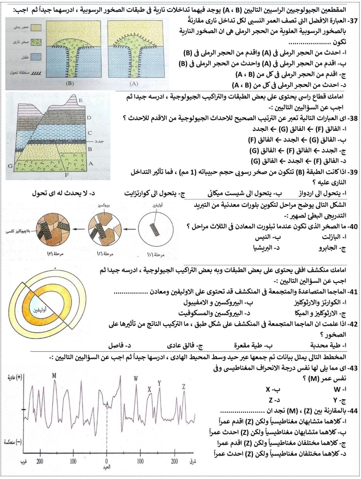 أسئلة مادة الجيولوجيا أسئلة مادة الجيولوجيا