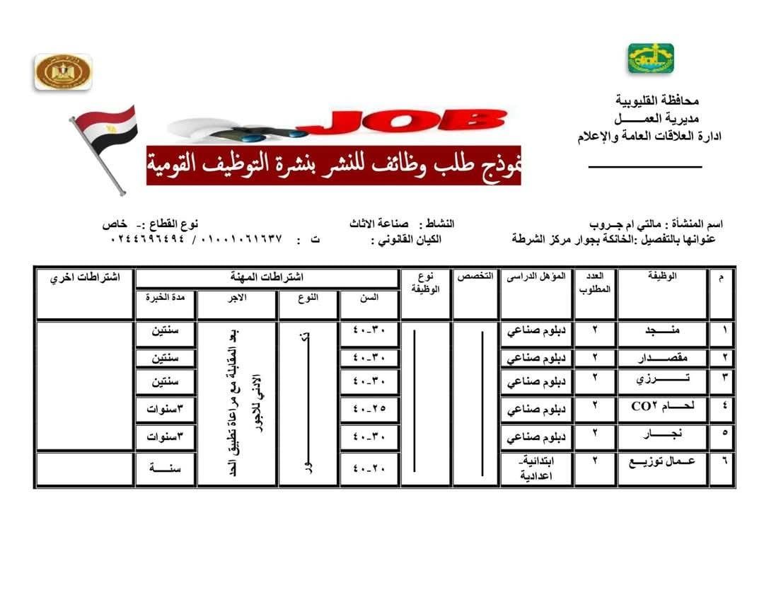 فرص عمل بالقطاع الخاص بالقليوبية 3 فرص عمل بالقطاع الخاص بالقليوبية 3