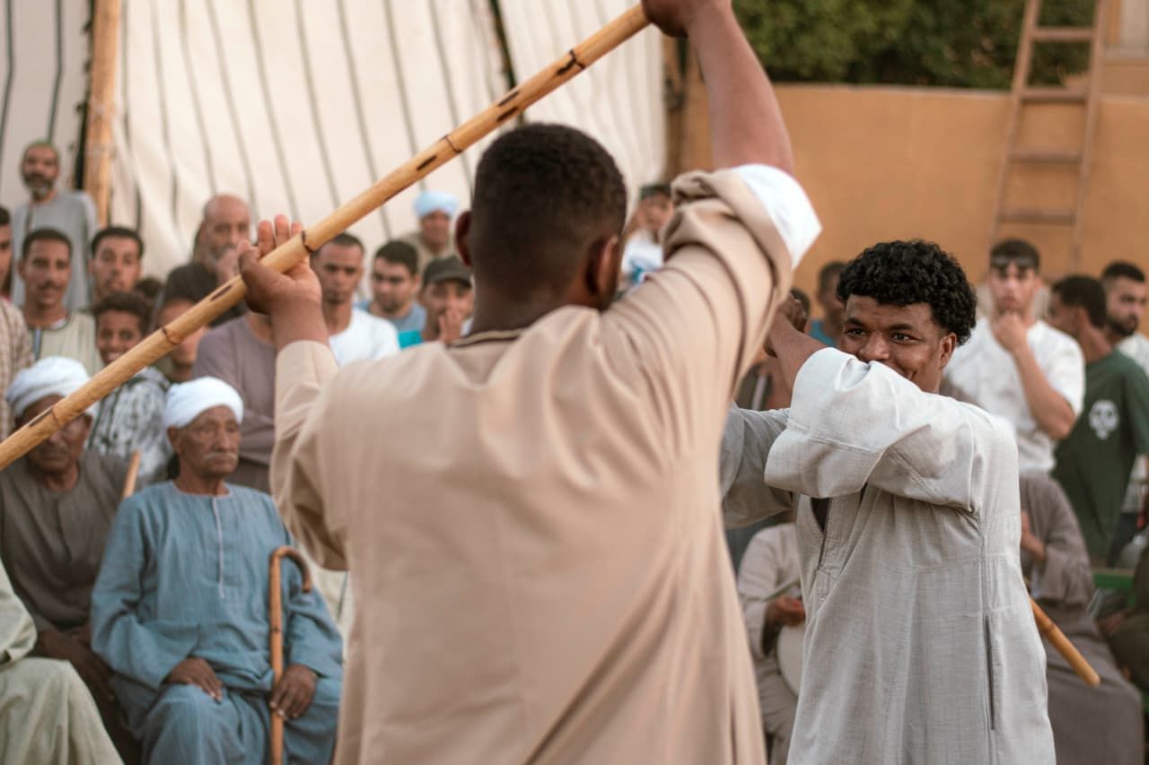 لعبة التحطيب المميزة فى المولد بالأقصر لعبة التحطيب المميزة فى المولد بالأقصر