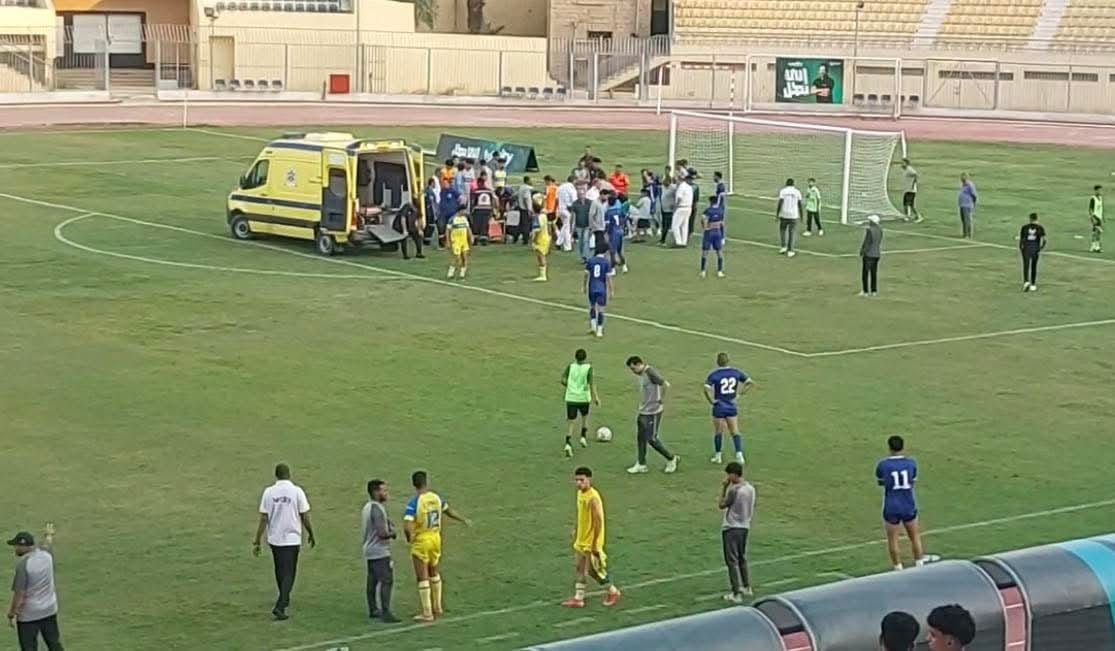 اصابة لاعب اسوان في مباراة لافينا