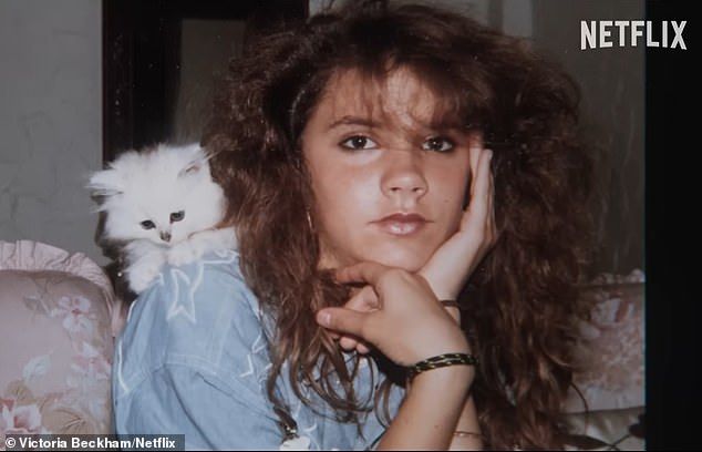 Victoria Beckham sported a huge bouffant in previously unseen throwback photos in her new Netflix documentary trailer on Wednesday
