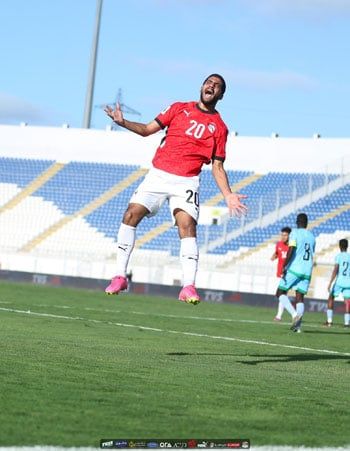 احتفال إبراهيم عاجدل بالهدف فى شباك جيبوتى