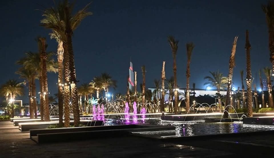 نوافير داخل الحديقة بالمدخل نوافير داخل الحديقة بالمدخل