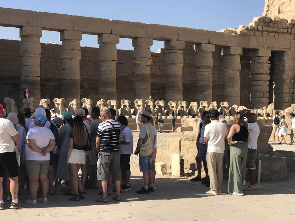 سياح أوروبا ومتعة خاصة بين كباش الكرنك بالأقصر سياح أوروبا ومتعة خاصة بين كباش الكرنك بالأقصر