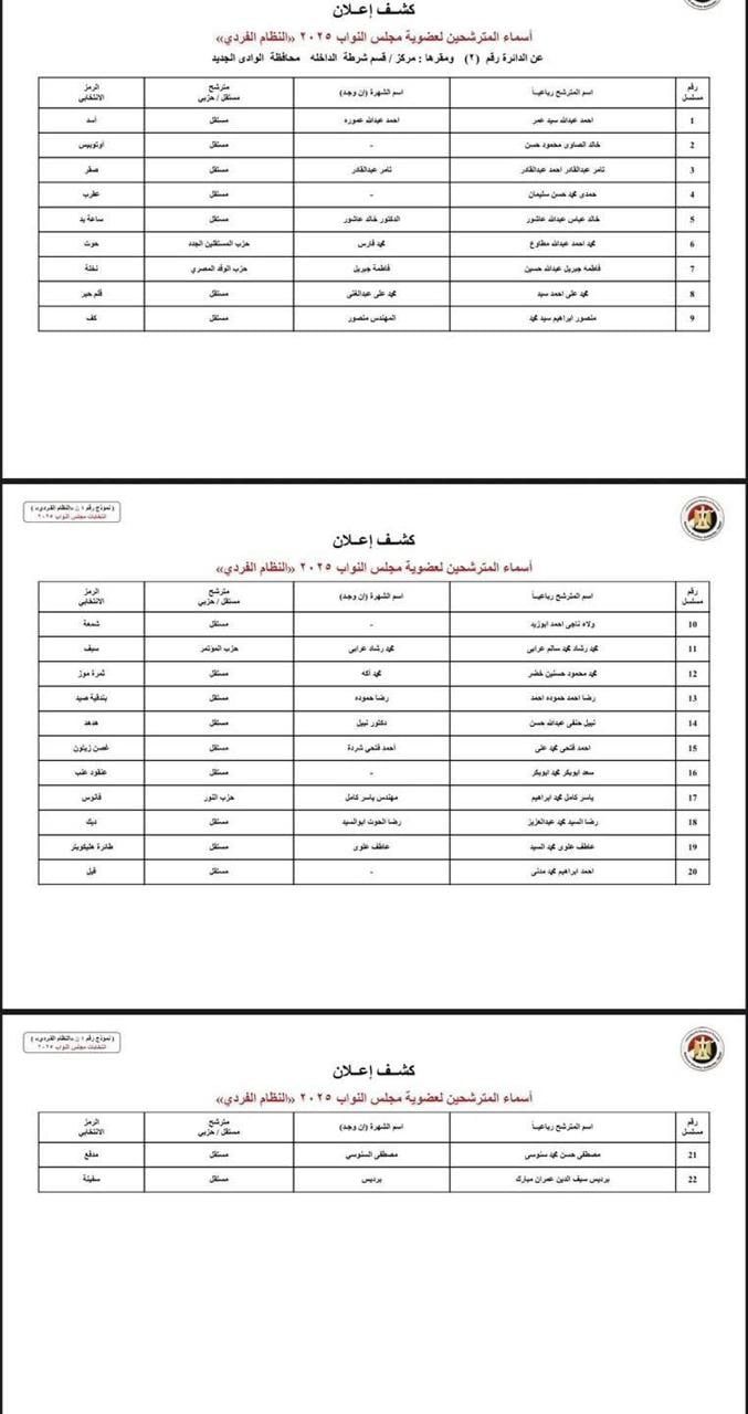 دوائر الوادى الجديد (1) دوائر الوادى الجديد (1)