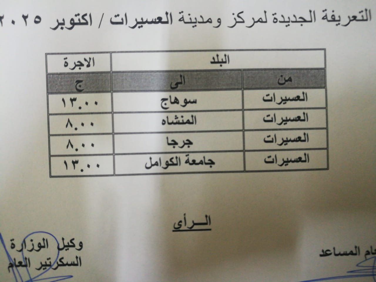 تعريفة أجرة المواصلات بمحافظة سوهاج (4) تعريفة أجرة المواصلات بمحافظة سوهاج (4)