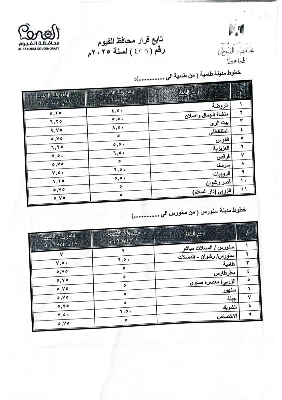 تعريفة الركوب الجديدة لسيارات الأجرة والتاكسي بمحافظة الفيوم (5) تعريفة الركوب الجديدة لسيارات الأجرة والتاكسي بمحافظة الفيوم (5)