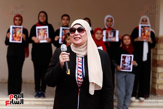 احتفالات الطلاب بالمتحف المصرى خلال طابور الصباح (23)