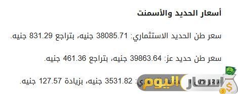 سعر الحديد فى مصر اليوم
