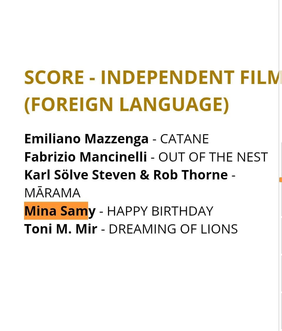 ترشيح مينا سامى عن فيلم هابى بيرث داى ترشيح مينا سامى عن فيلم هابى بيرث داى