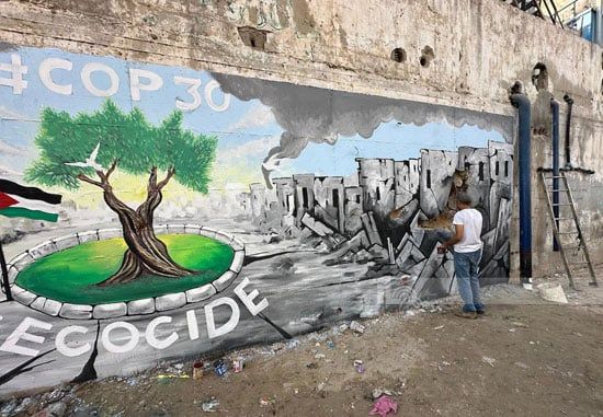 التحضير لعرض الجدارية في قمة المناخ المقبلة في البرازيل التحضير لعرض الجدارية في قمة المناخ المقبلة في البرازيل