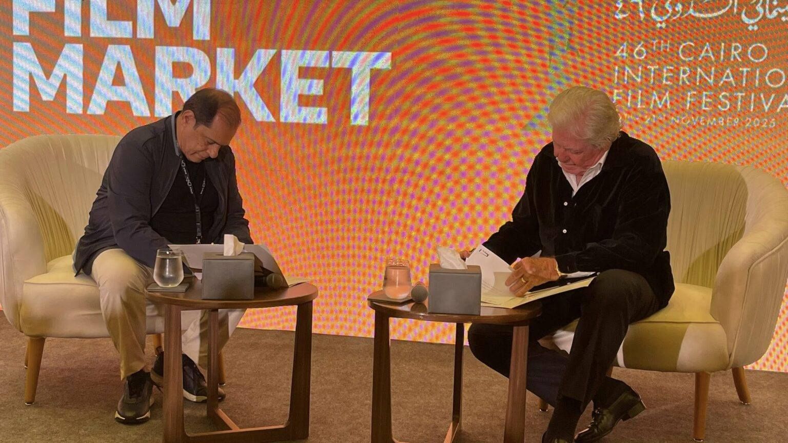 حسين فهمي رئيس مهرجان القاهرة وحكمت البيضانى حسين فهمي رئيس مهرجان القاهرة وحكمت البيضانى