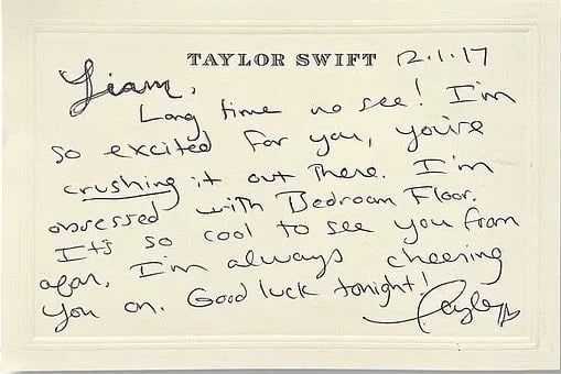 رسالة تايلور سويفت إلى ليام باين رسالة تايلور سويفت إلى ليام باين