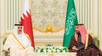 ولي العهد وأمير قطر يعقدان جلسة مباحثات في قصر اليمامة