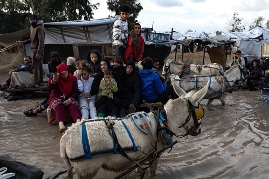 يواجه الفلسطينيون النازحون في خان يونس ظروفاً قاسية بسبب الفيضانات (7) يواجه الفلسطينيون النازحون في خان يونس ظروفاً قاسية بسبب الفيضانات (7)