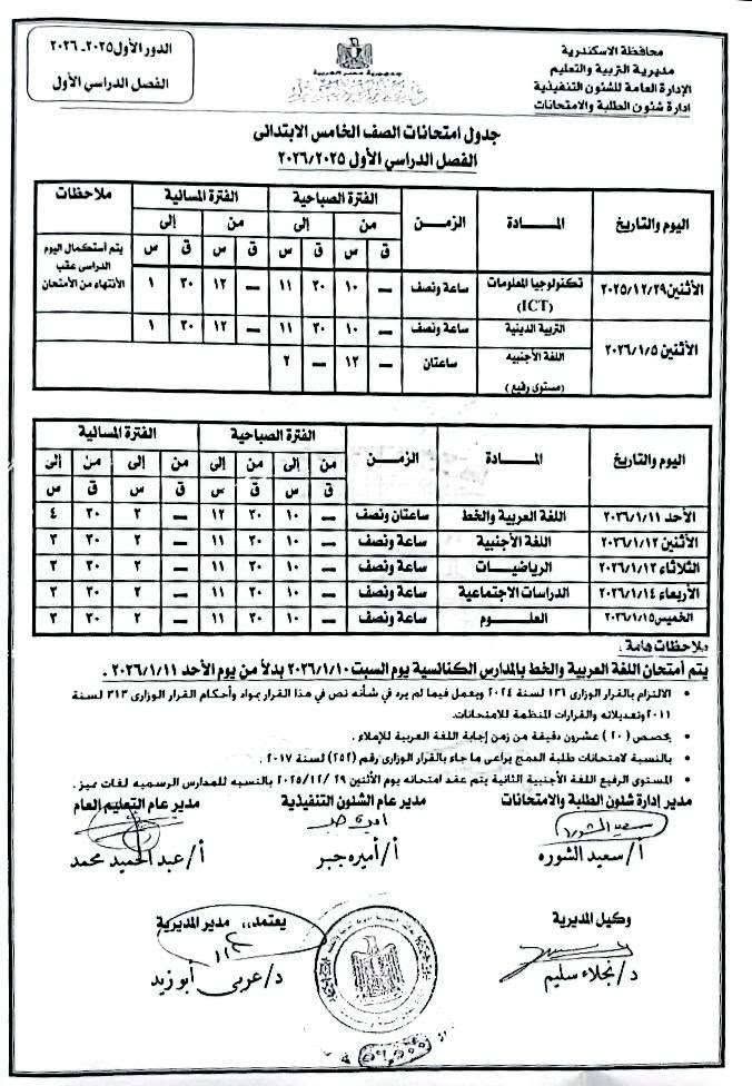جداول امتحانات الفصل الدراسي الأول (6) جداول امتحانات الفصل الدراسي الأول (6)