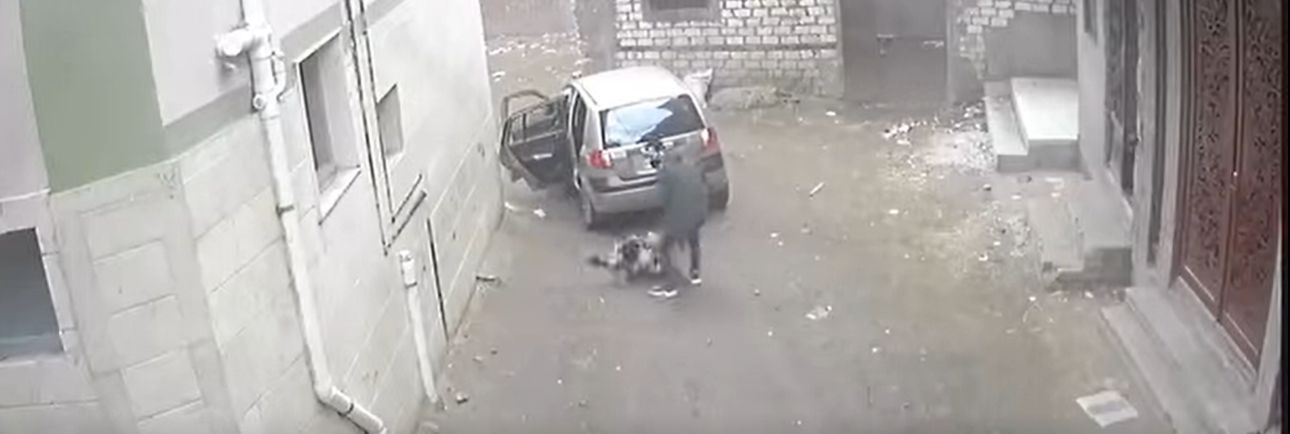 الخاطف يسخل الخال الصغير في الارض لمحاولة خال الطفل منع من خطف ابن شقيقته