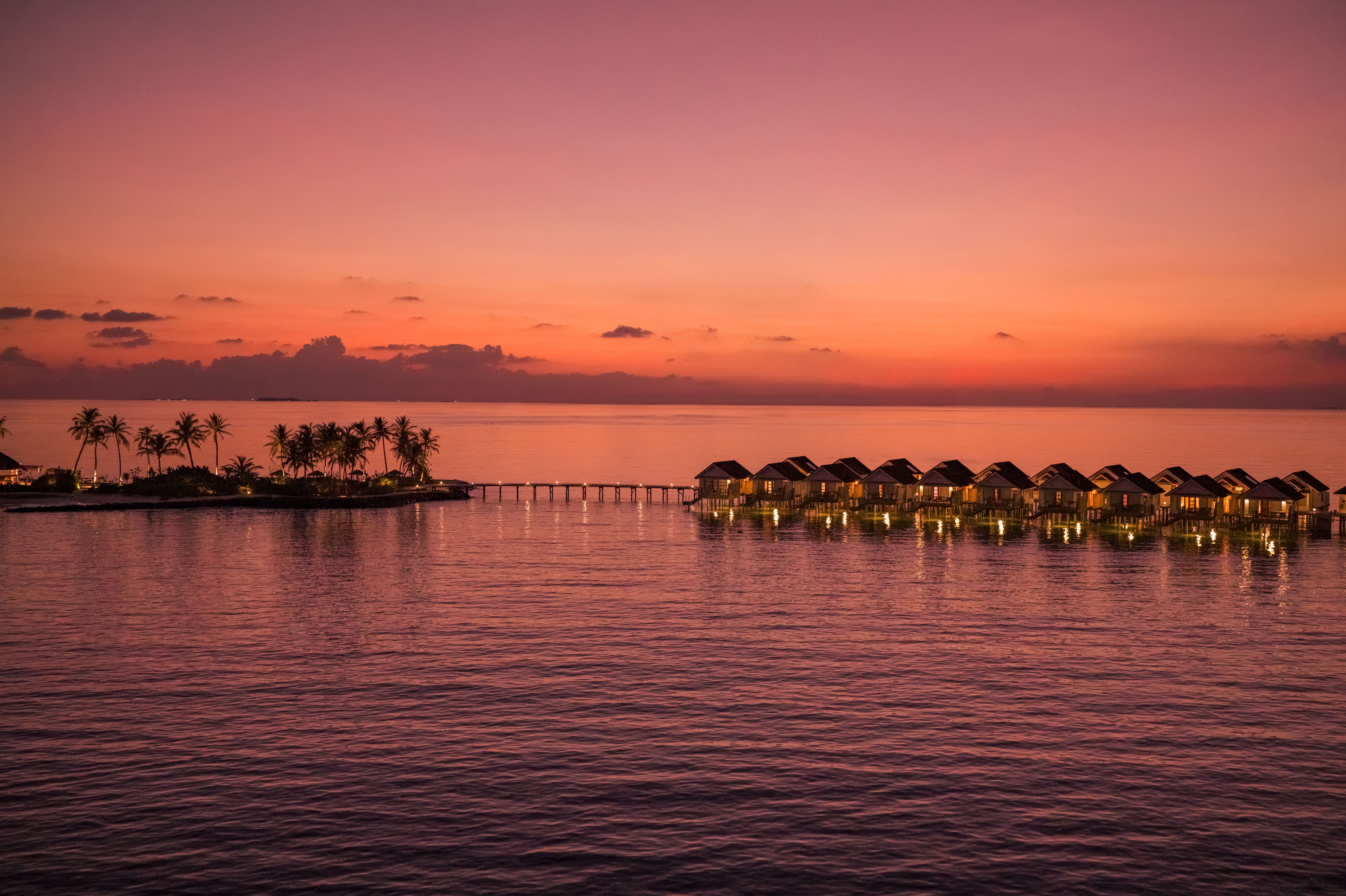 OBLU SELECT Lobigili - Island Aerial - Sunset - Nest Water Villa - 02