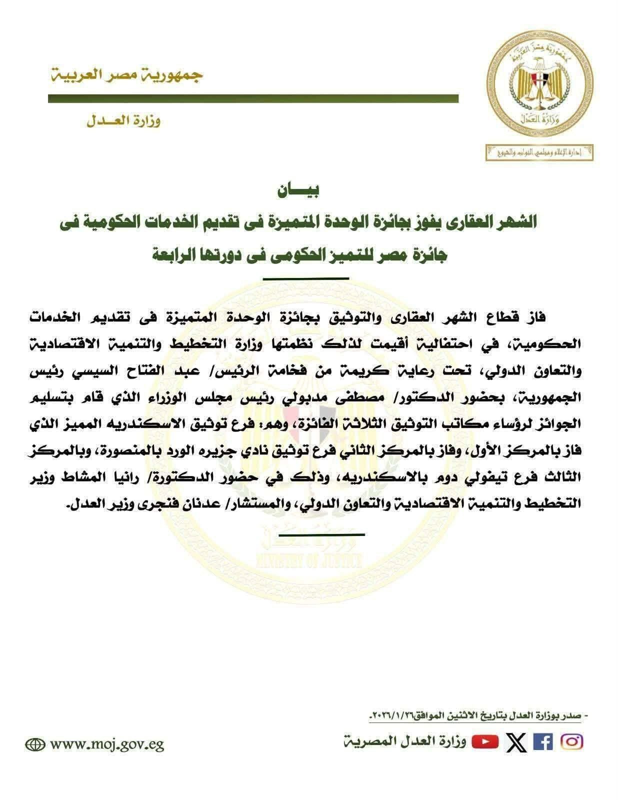 حصول توثيق إسكندرية المركز الاول حصول توثيق إسكندرية المركز الاول