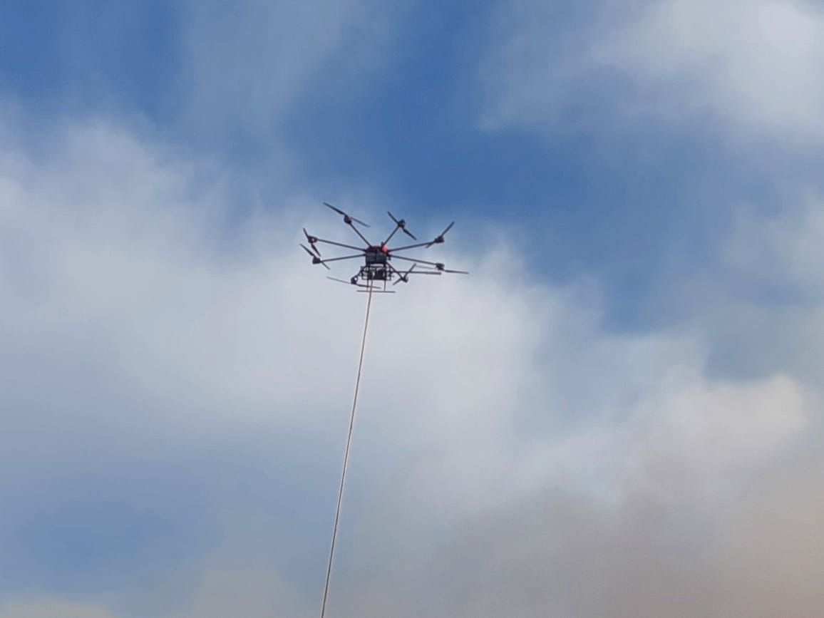 استخدام درون لإطفاء حريق منشأة ناصر استخدام درون لإطفاء حريق منشأة ناصر