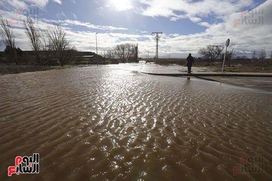 منطقة غمرتها الفيضانات بالقرب من مدينة سالامانكا نتيجة الأمطار الغزيرة