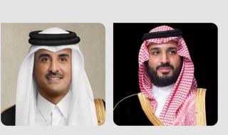 ولي العهد يبحث هاتفيًا تطور الأوضاع في المنطقة مع أمير قطر