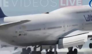 طائرة ضخمة تصطدم بمدرج لوس أنجلوس عند هبوطها.. وترتد عاليا (شاهد الفيديو)