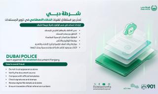 شرطة دبي تحذّر من استغلال تقنيات الذكاء الاصطناعي في تزوير المستندات