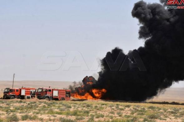 سوريا.. اندلاع حريق في خط نفط بحمص