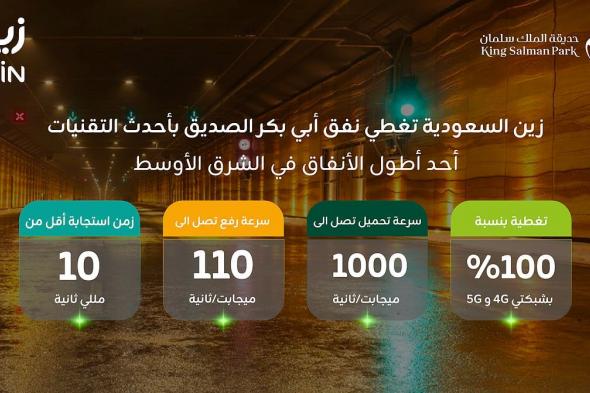 زين السعودية توفر تغطية الجيلين الرابع والخامس في نفق أبي بكر الصديق