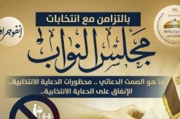 "الشؤون النيابية" تكشف تفاصيل الصمت ومحظورات الدعاية الانتخابية.. إنفو جراف
