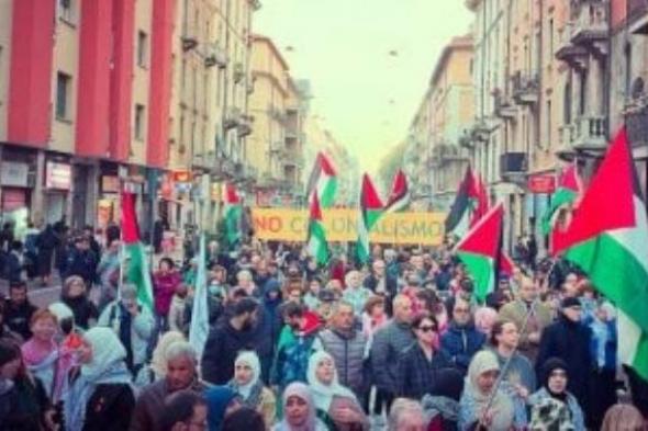ميلانو تتظاهر من جديد من أجل فلسطين.. فيديو