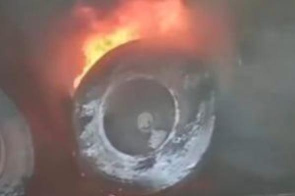 حريق بإطارات مقطورة تريلا على الدائرى ببهتيم.. وتعامل فورى من المرور والحماية المدنية