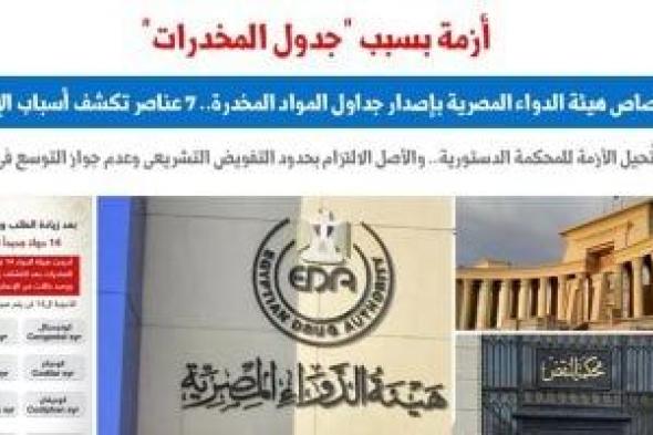 قراءة تحليلية.. مدى اختصاص هيئة الدواء بإصدار جداول المواد المخدرة.. برلماني