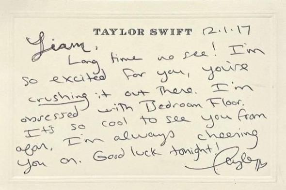 رسالة تايلور سويفت لليام باين في مزاد