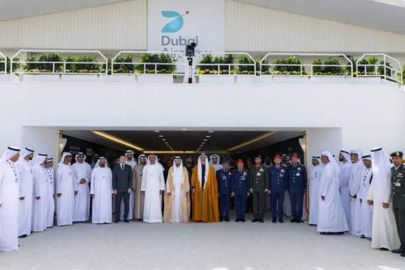 خالد بن محمد بن زايد وحمدان بن محمد يستقبلان الوفود المشاركة في معرض دبي للطيران