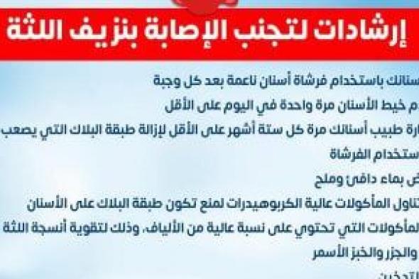 وزارة
الصحة
توجه
نصائح
هامة
لتجنب
الإصابة
بنزيف
اللثة..
التفاصيل