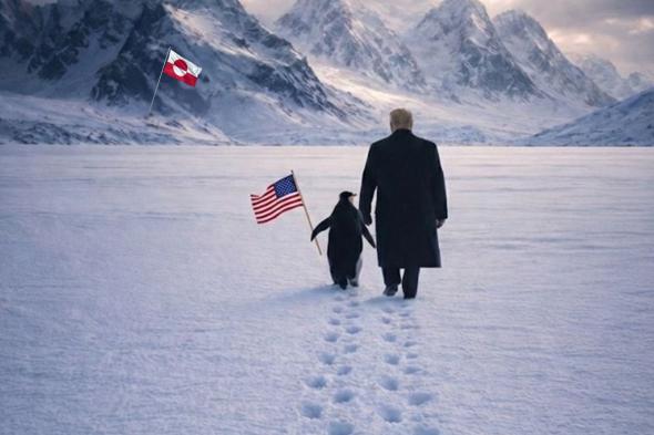 صورة ترامب والبطريق تثير جدلاً على منصات التواصل الاجتماعي