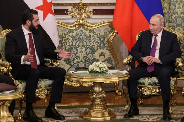 بوتين للشرع: ندعم جهودكم لاستعادة وحدة أراضي سورية