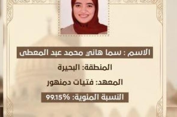 سما المسلماني الأولى على القسم الأدبي بالثانوية الأزهرية بنسبة 99.15٪